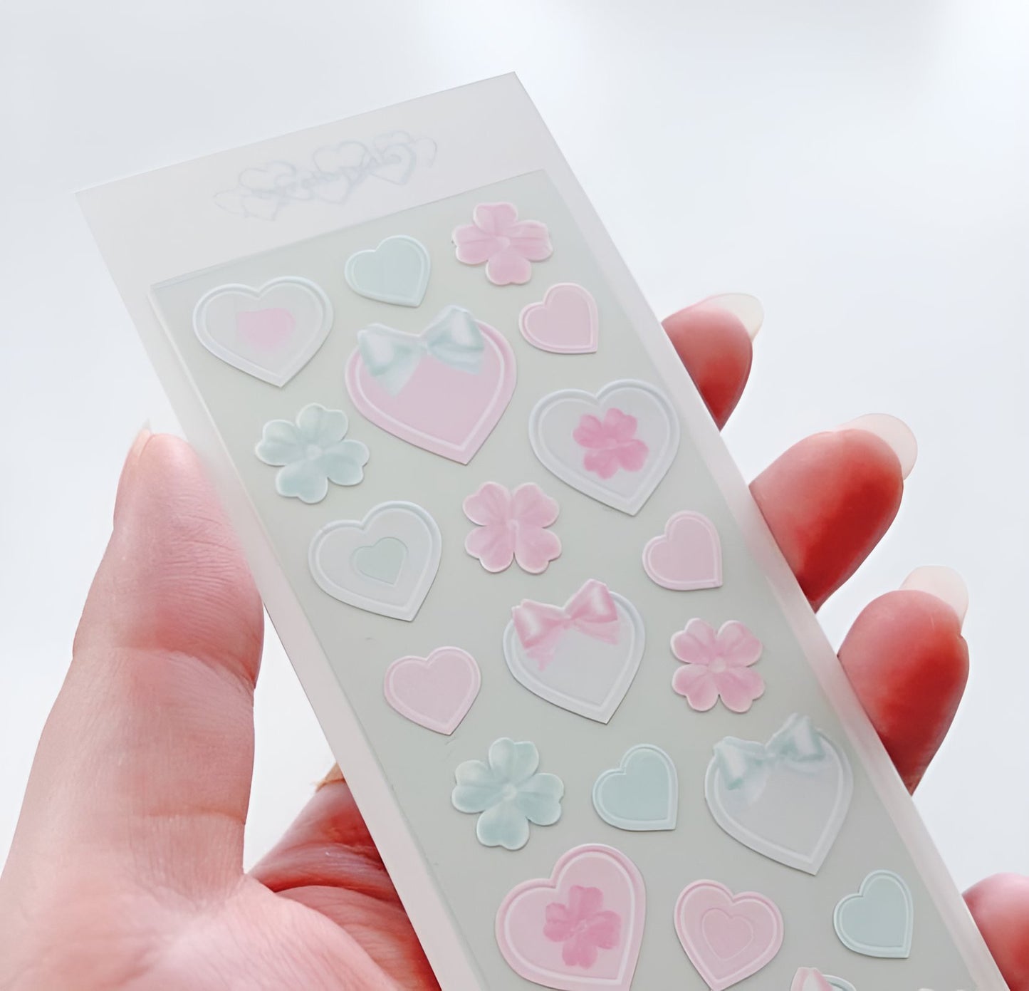 Bow hearts and clover sticker sheet