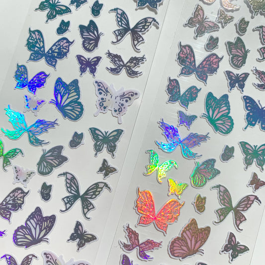 Holo foil butterflies sticker sheets