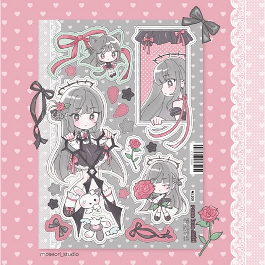 Gothic rose girl sticker sheet