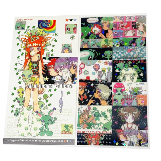Alien girls sticker sheet