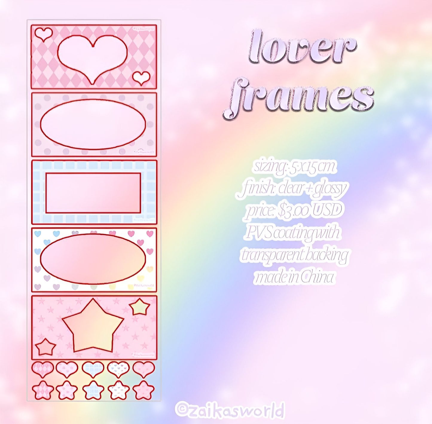 Lover frames sticker sheet