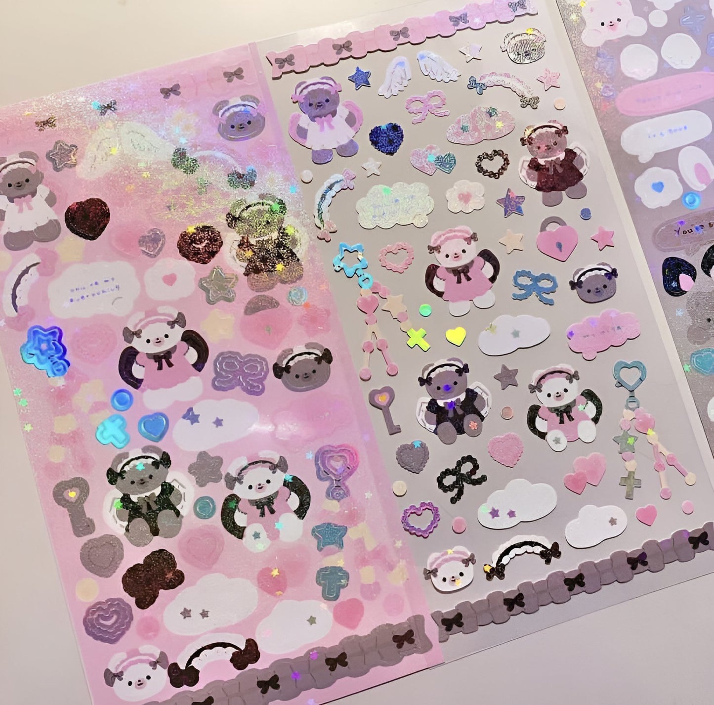 Angel bears sparkly sticker sheet