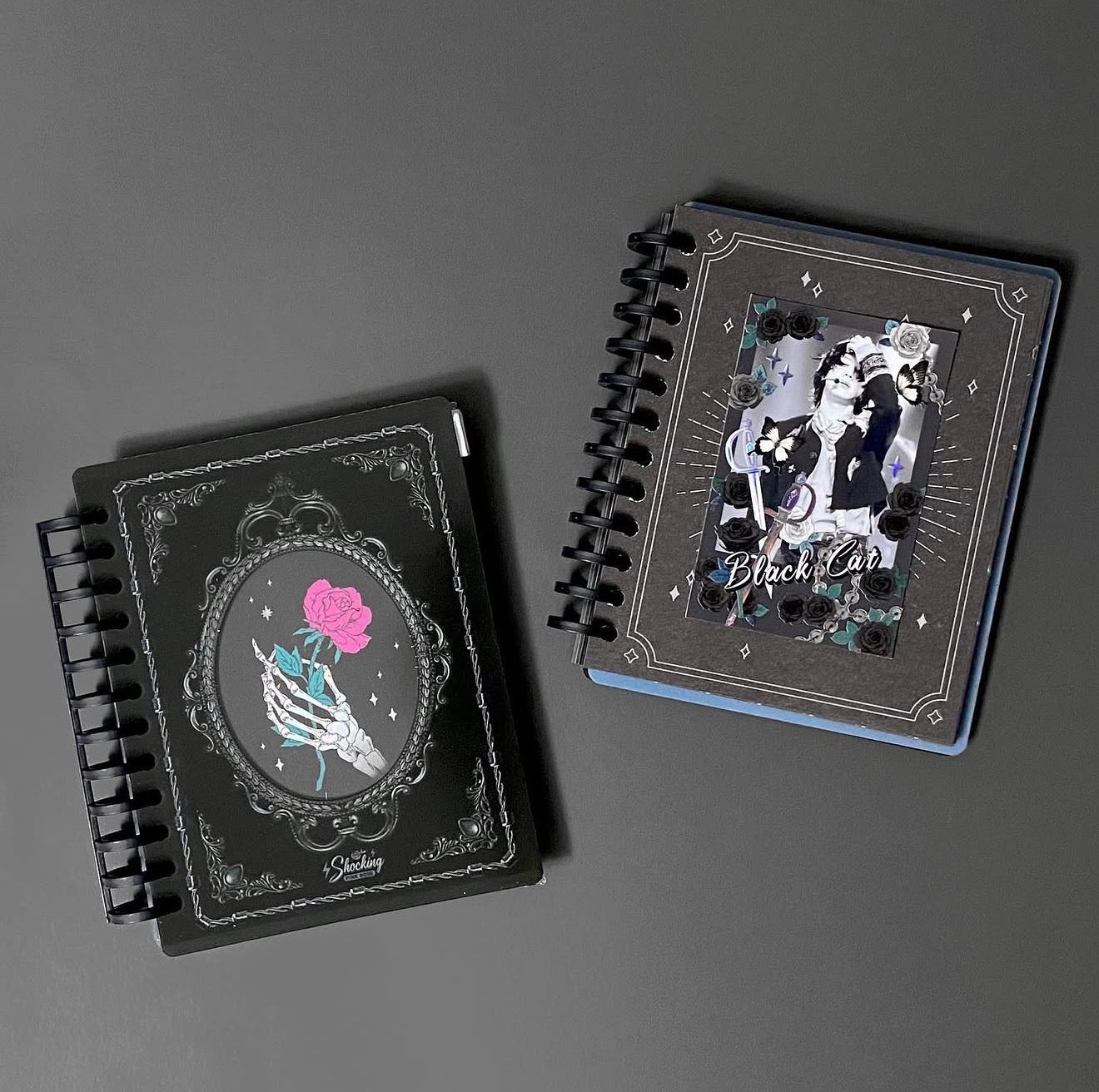 Black adorned ring binder journal with inserts