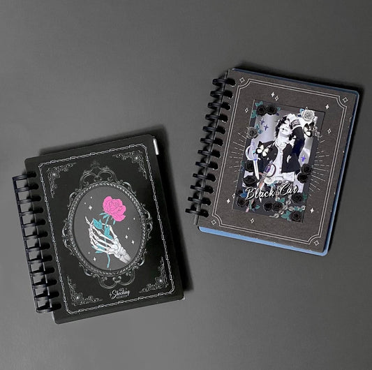 Black adorned ring binder journal with inserts