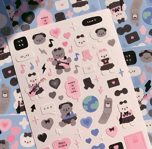 Music world bears sticker sheet