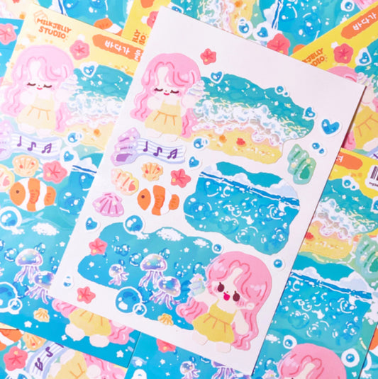 Beach waves sticker sheet