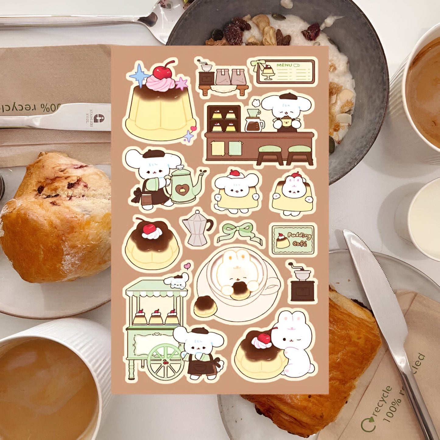 Pudding shop sticker sheet