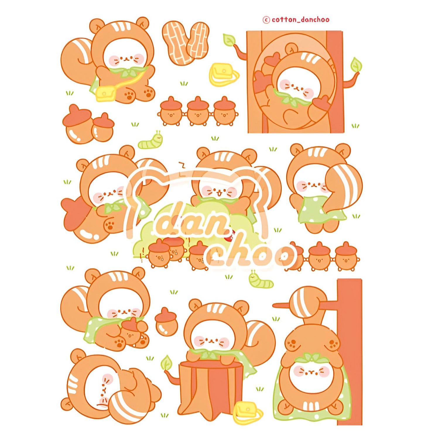 Tree chipmunks transparent sticker sheet