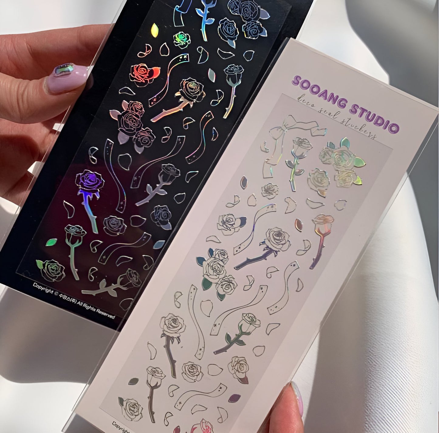 Holographic rose sticker sheet