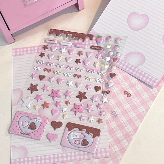 Puffy star deco sticker sheet