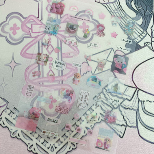 Pink critters sticker sheet