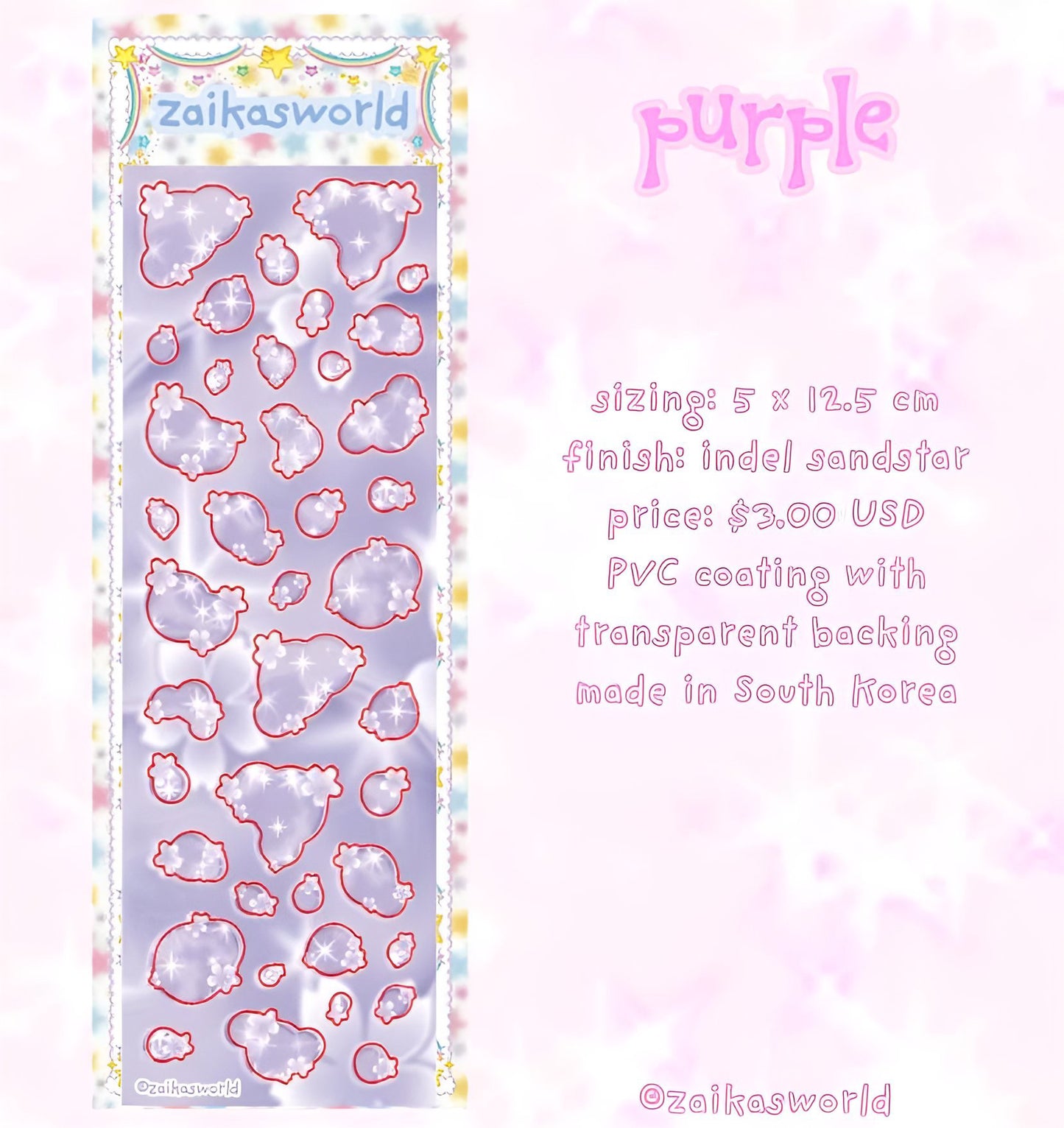 Purple bubbles sticker sheet