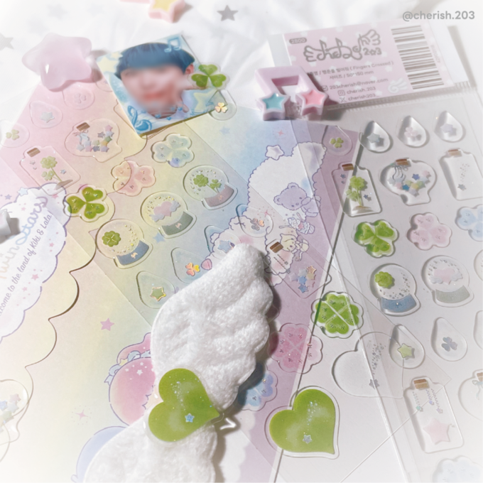 Sparkly resin clovers sticker sheet