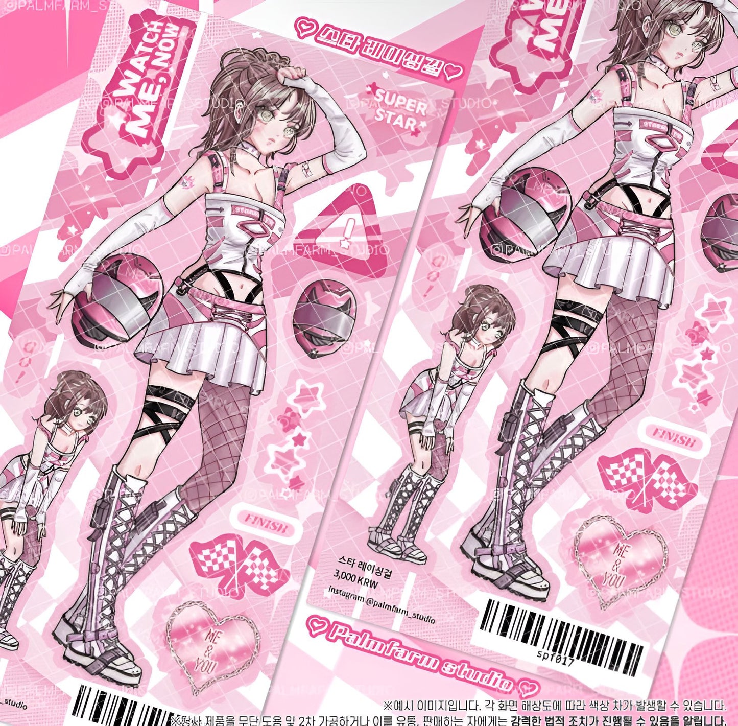 Racer girl pink sticker sheet