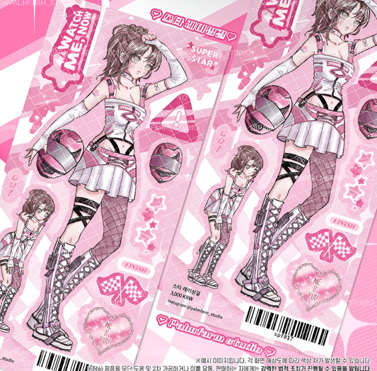 Racer girl pink sticker sheet