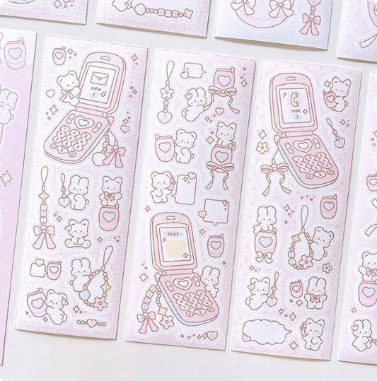 Pink phone sticker sheets