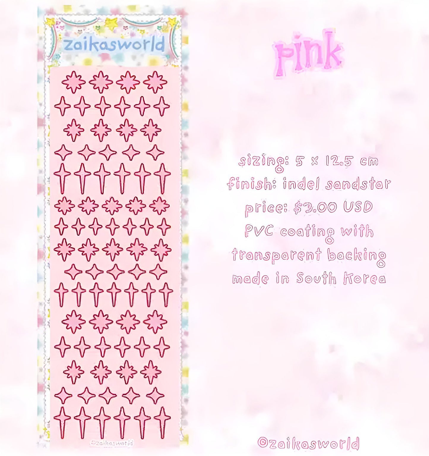 Starstellar pink sticker sheet