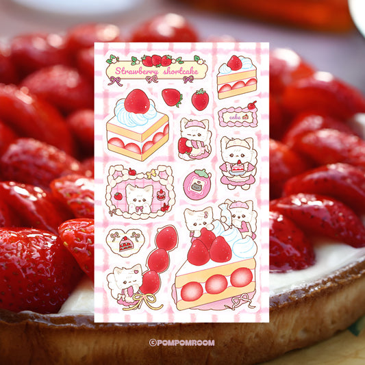 Strawberry cake sticker sheet