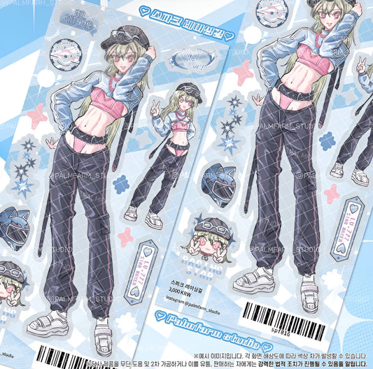 Racer girl blue sticker sheet