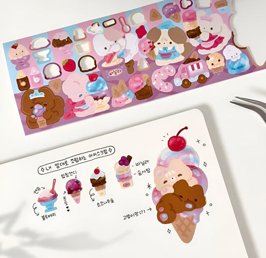 Ice cream scoop sticker sheet