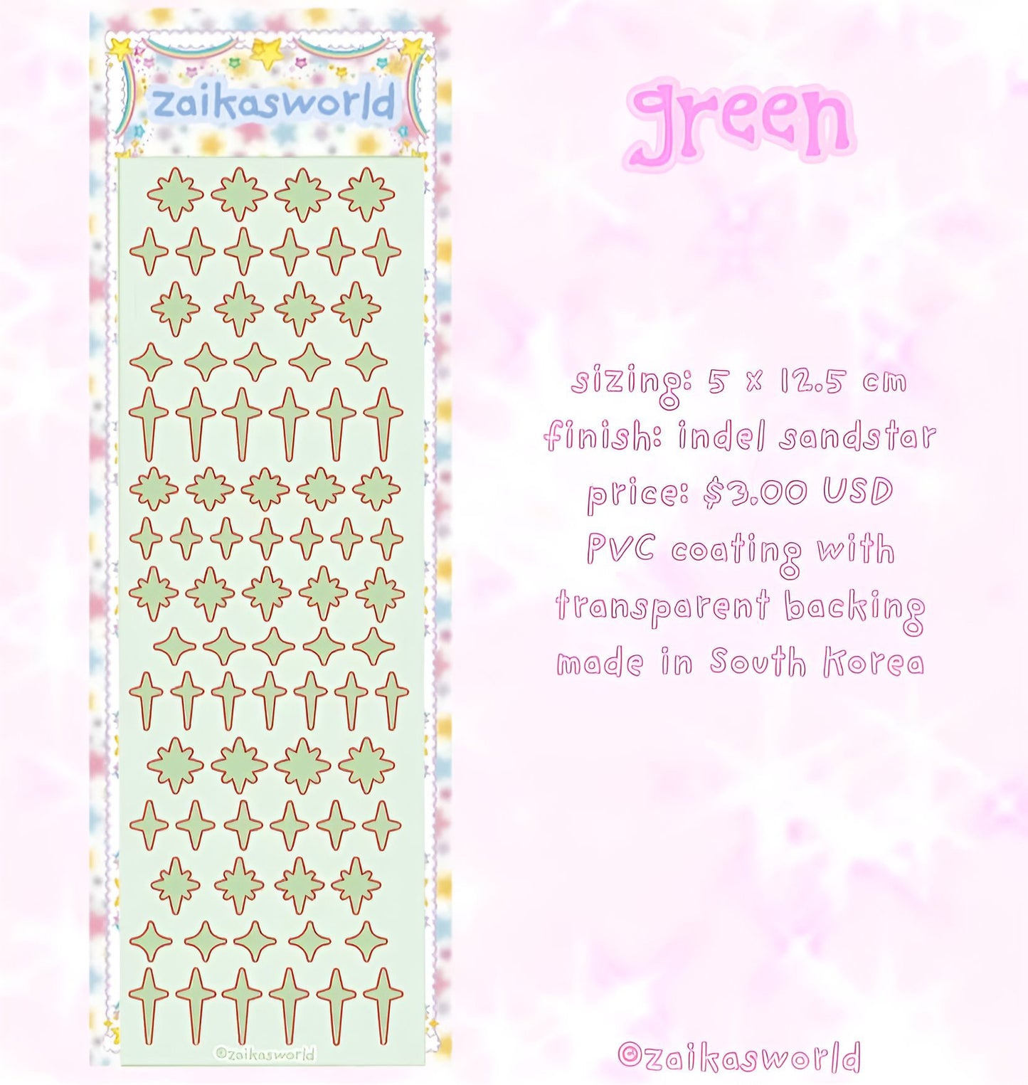 Starstellar green sticker sheet