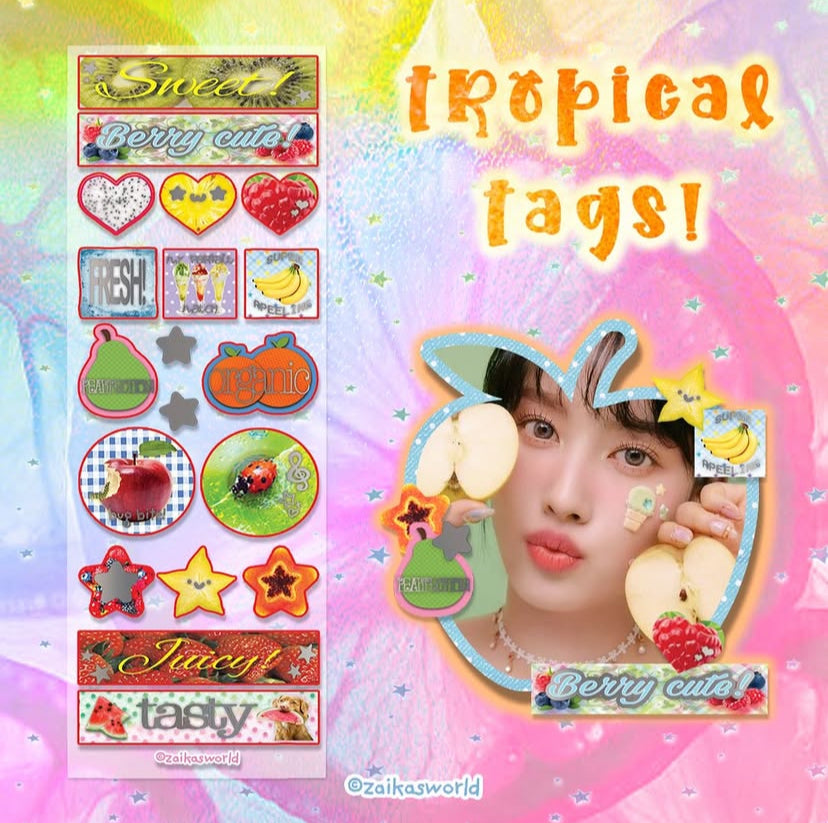 Tropical tags sticker sheet