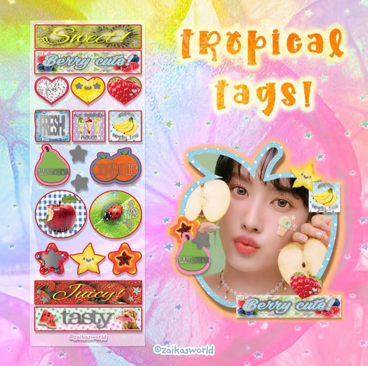 Tropical tags sticker sheet
