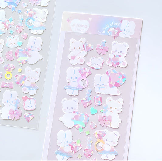 Crystal bling sticker sheet