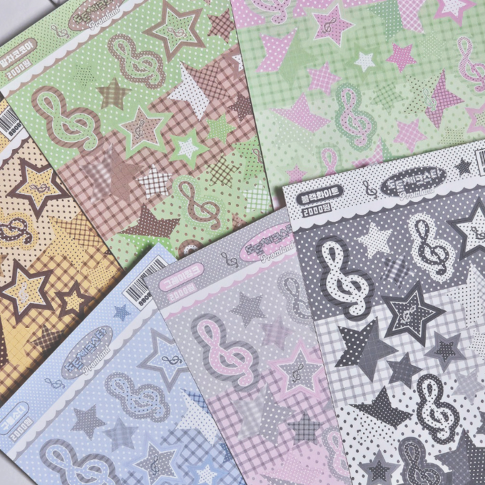 Patterned music sticker sheets
