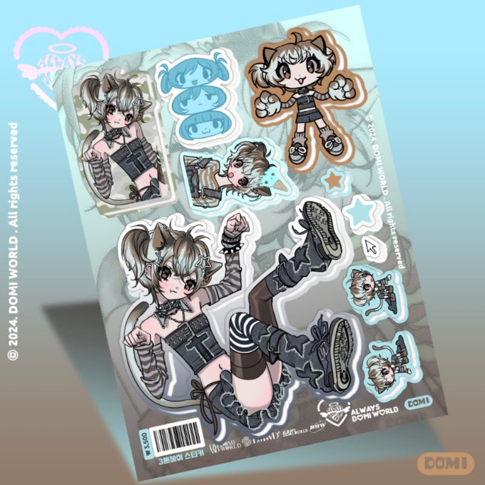 Blue cat girl sticker sheet