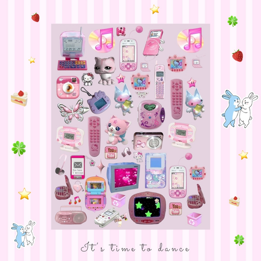 Pink devices deco sticker sheet