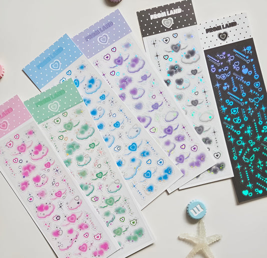 Starry cloud sticker sheets