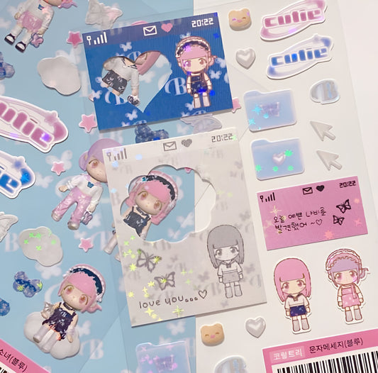 Blue cutie sticker sheet