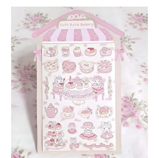 Soft rose bakery sticker sheet