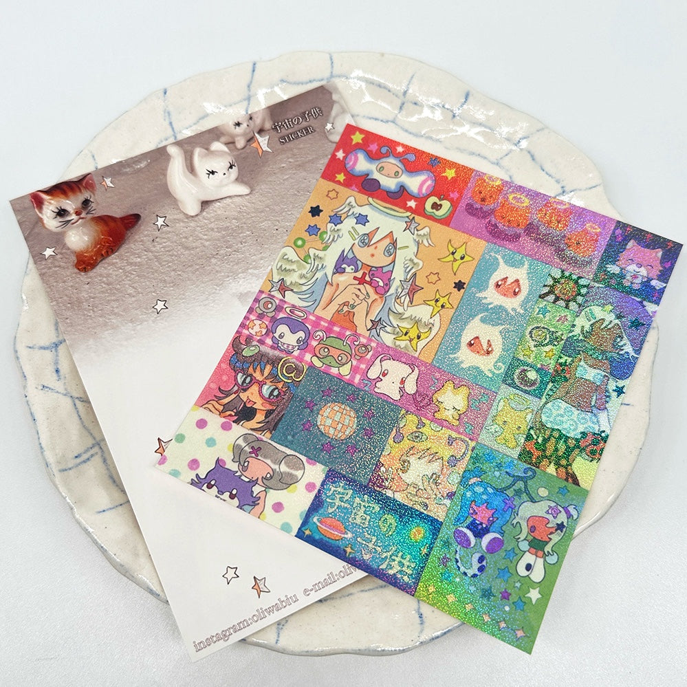 Space angels sticker sheet