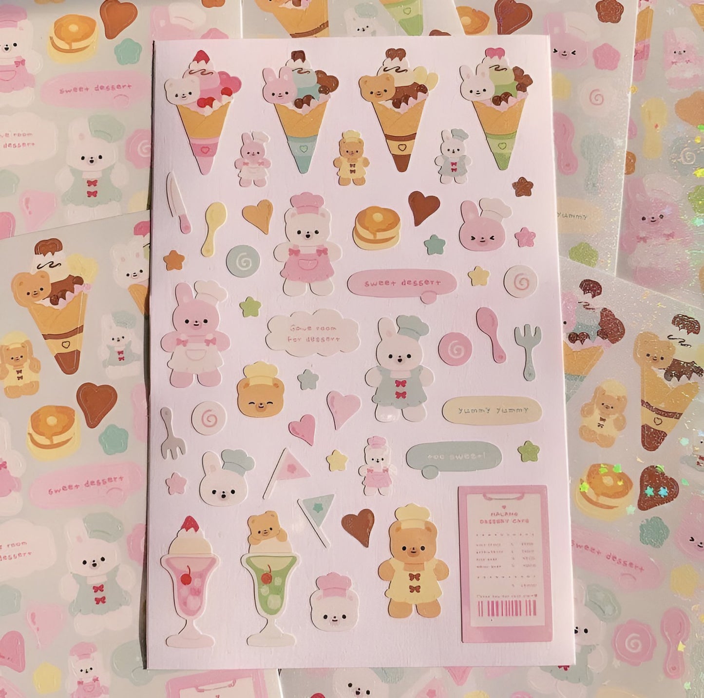 Ice cream parlor bear sticker sheet