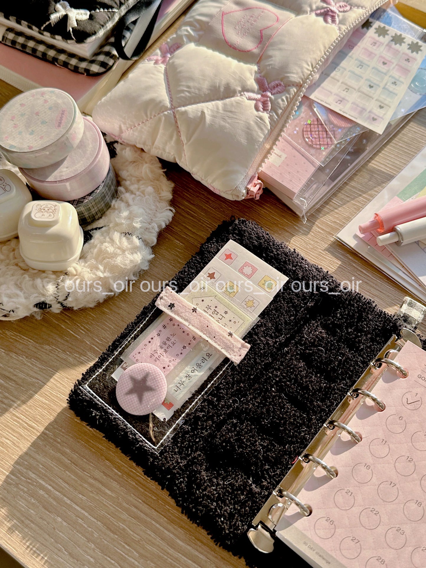 A7 fleece star ringbinder journal