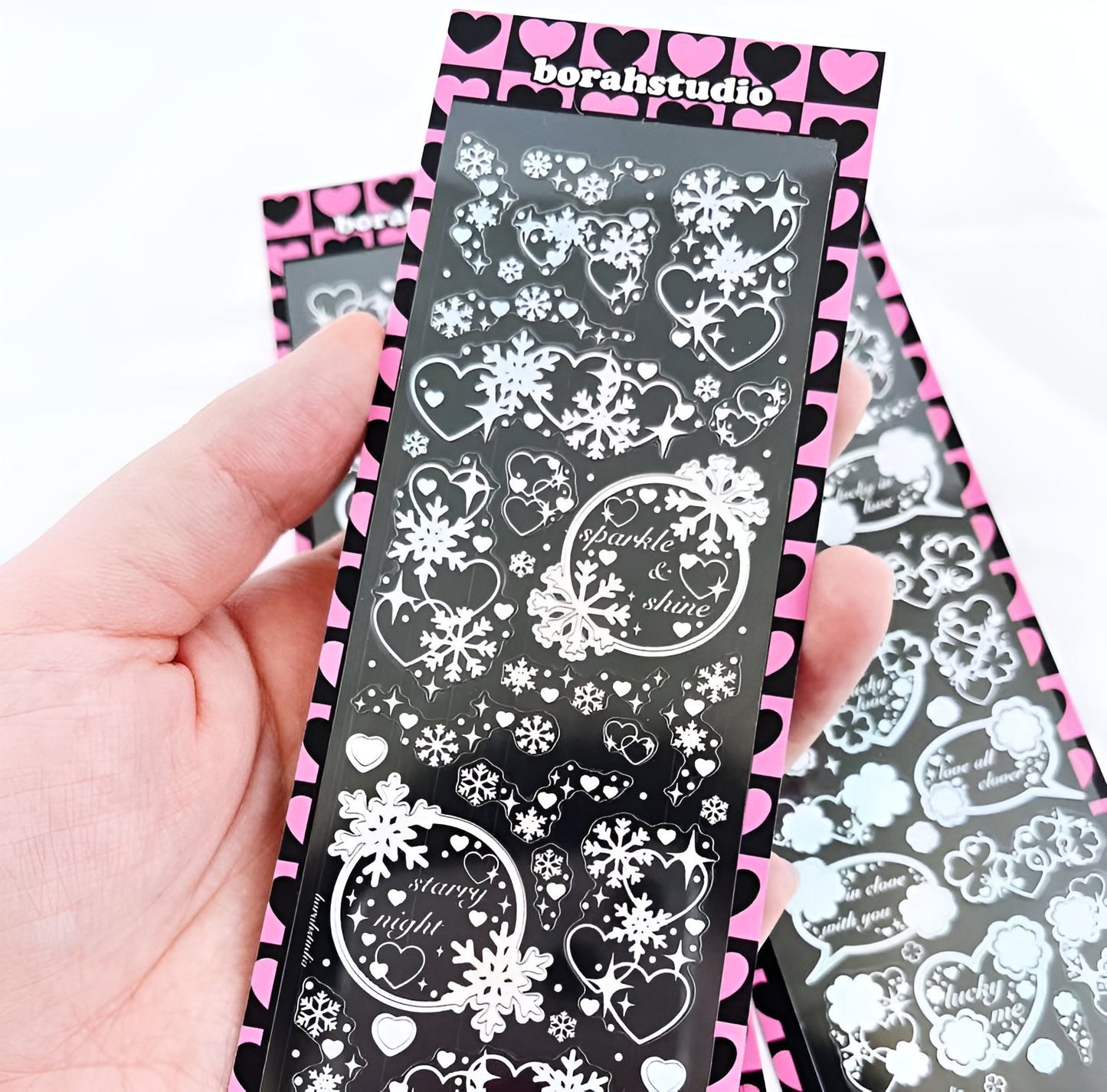 Snowflake hearts sticker sheet