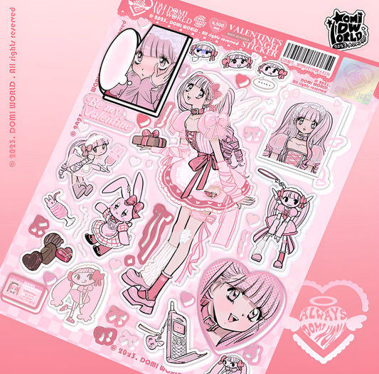 Cherry red girl sticker sheet