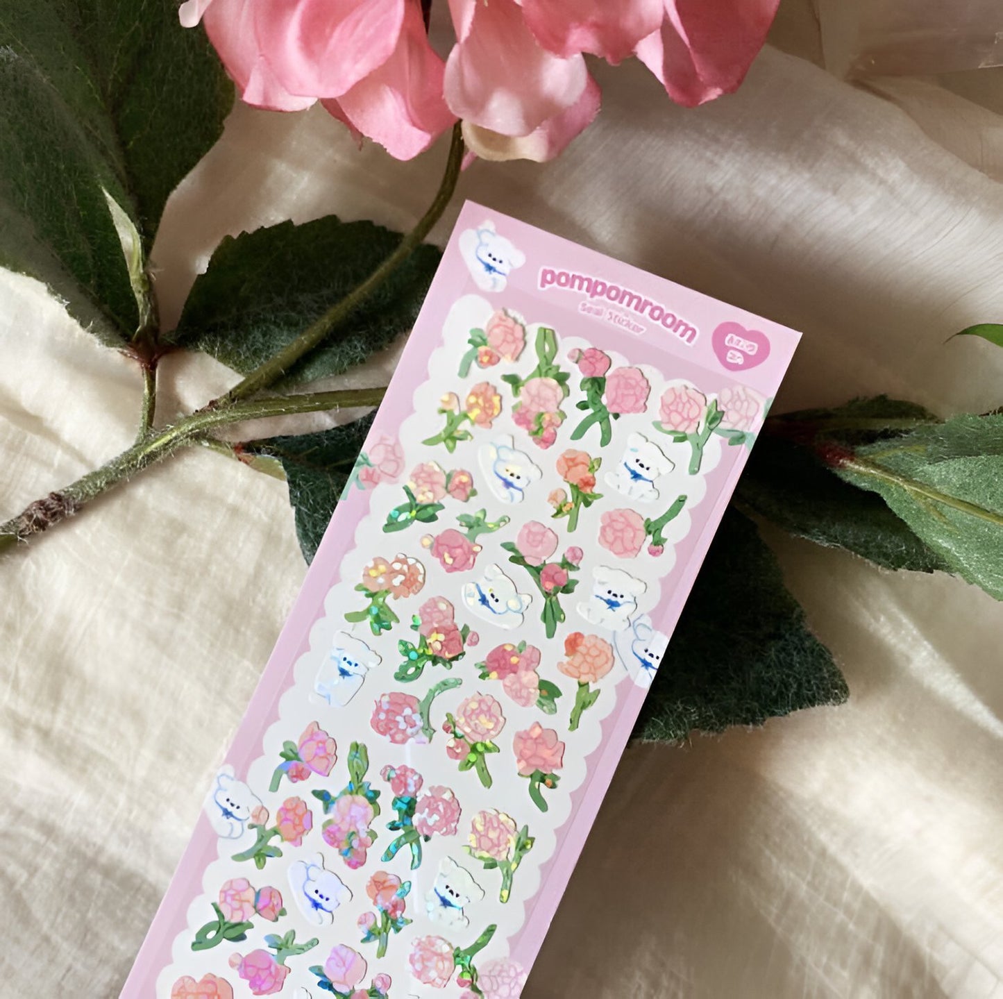 Dogs and roses sticker sheet