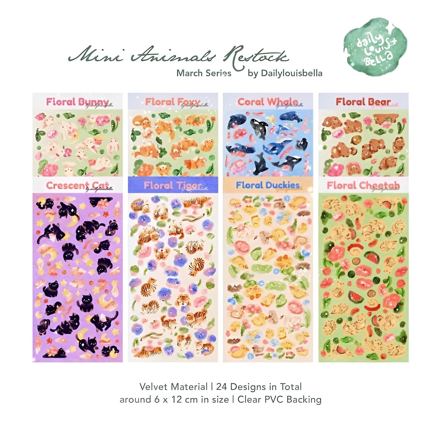 Mini animals sticker sheets