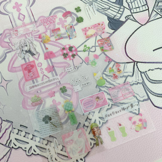 Pink deco sticker sheet