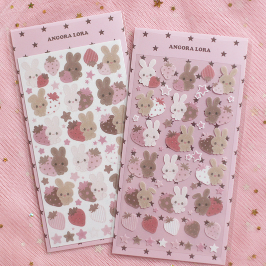 Strawberry bunny sticker sheet