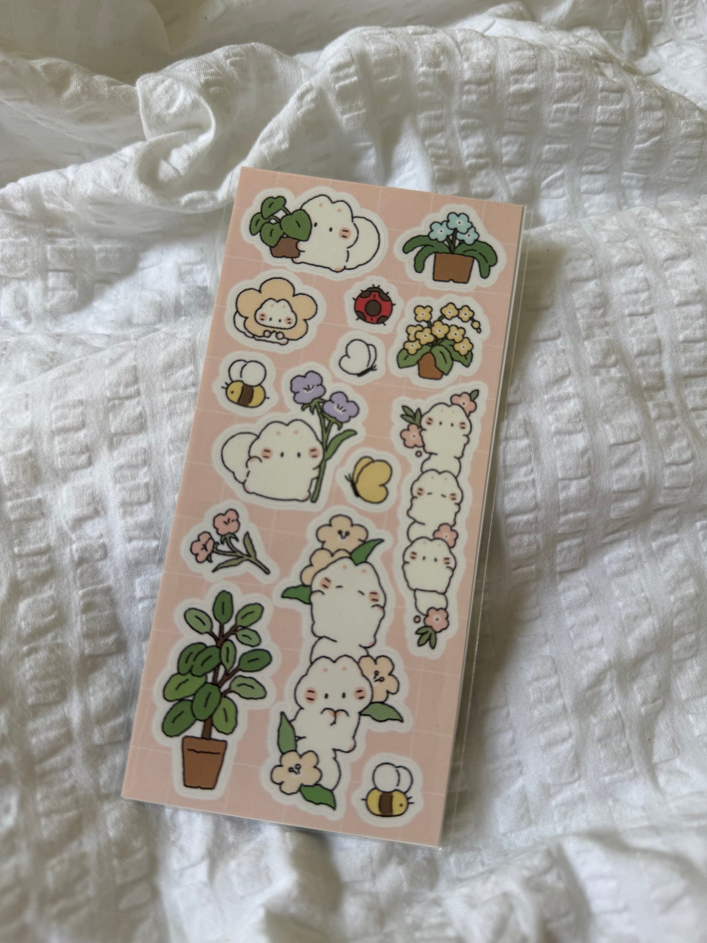 Flower pot cat sticker sheet