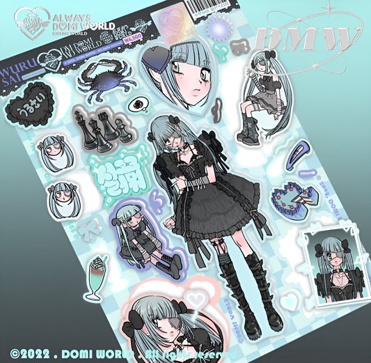 Mysterious girl sticker sheet