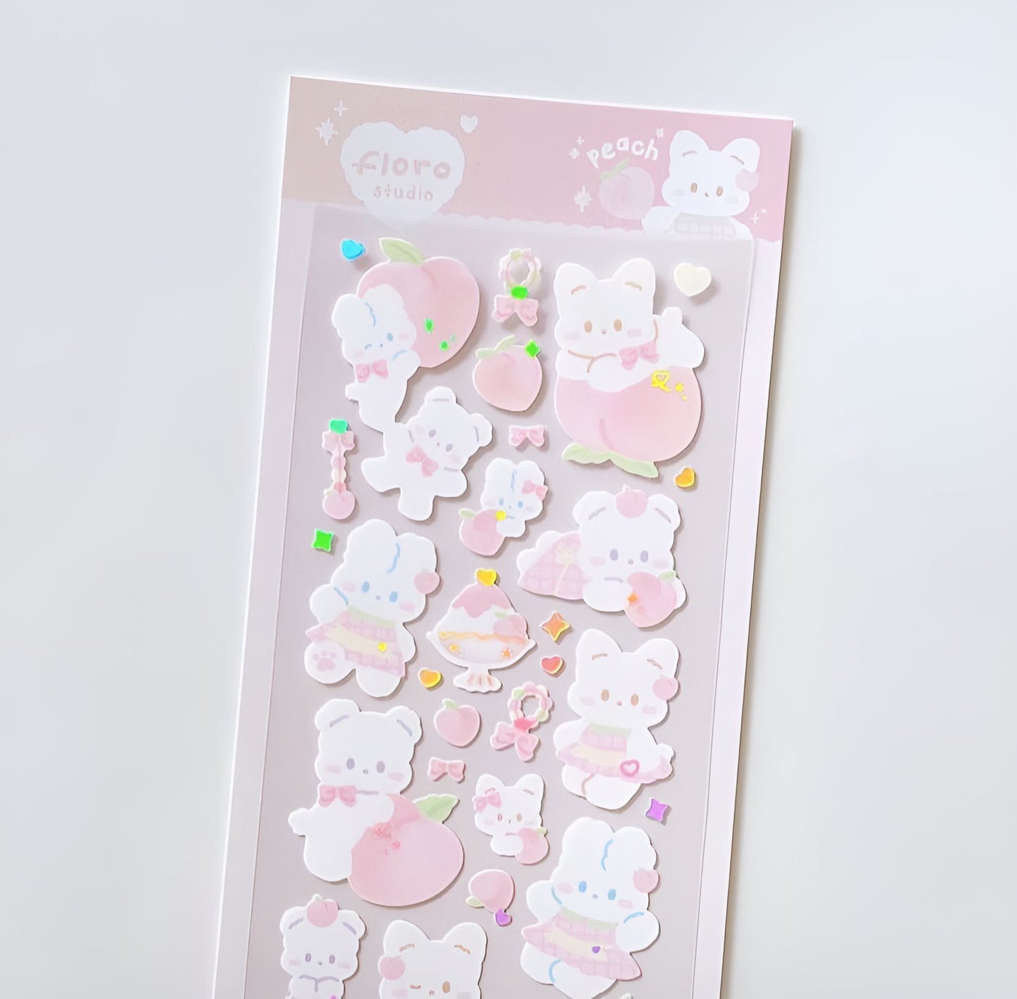 Peach bear sticker sheet