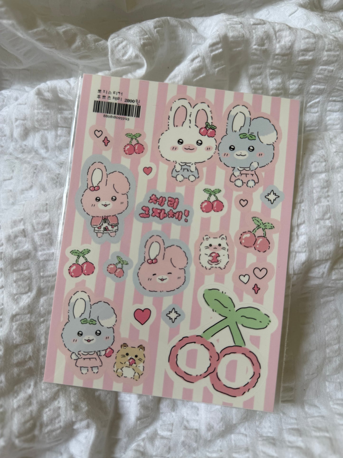 Cherry bunny sticker sheet