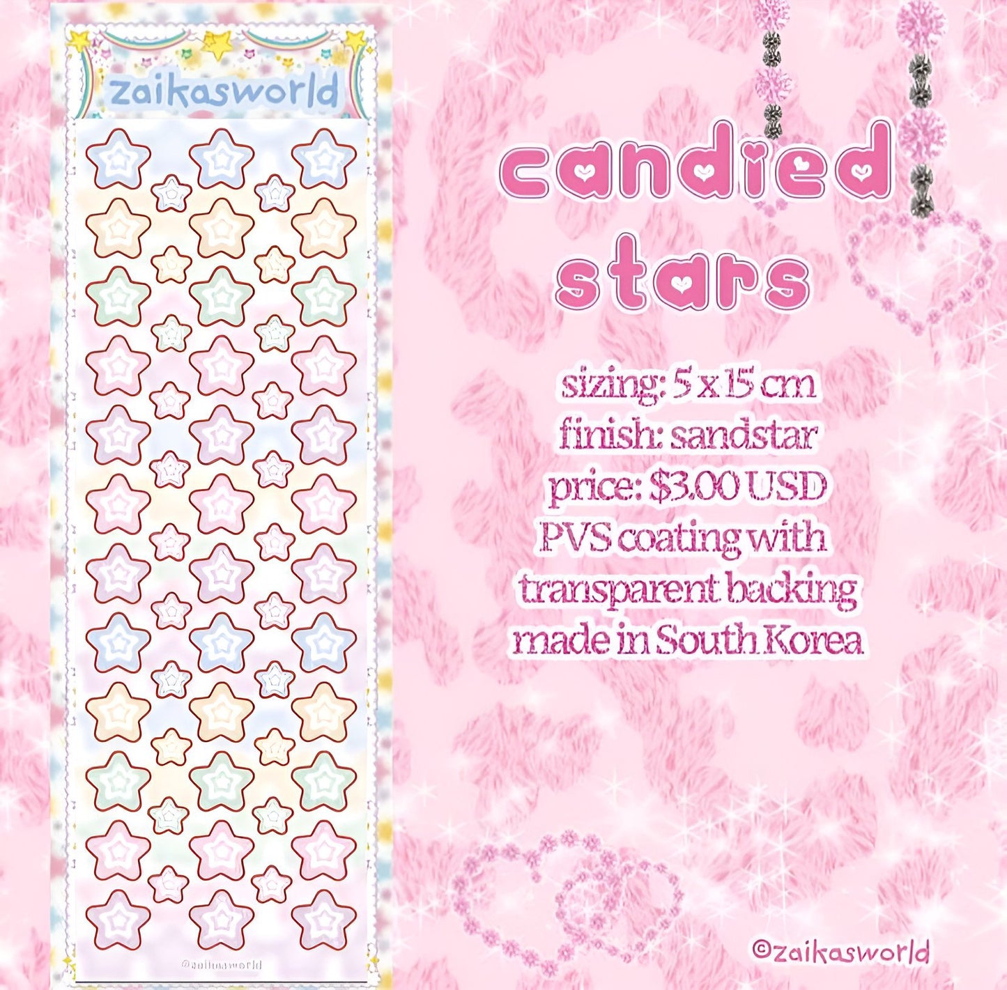 Candied stars sticker sheet