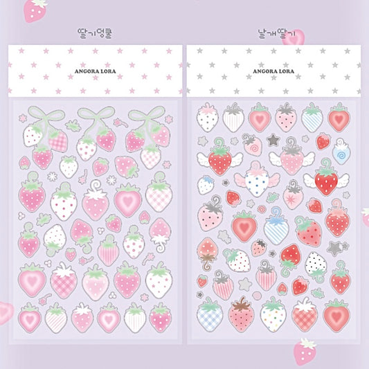Patterned strawberry sticker sheets