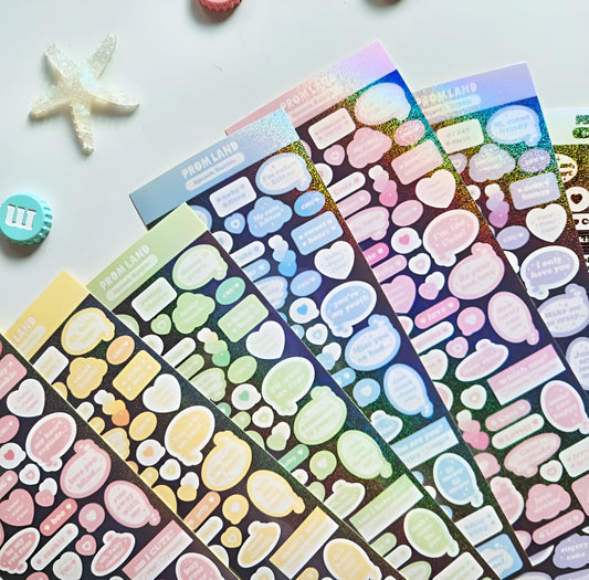 Speech bubble sparkly sticker sheet